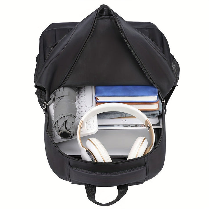 Stylish gray men's travel backpack, large capacity for students, work, and daily essentials.