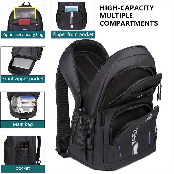 Green large capacity men's backpack for daily adventures, offering spacious storage and style.