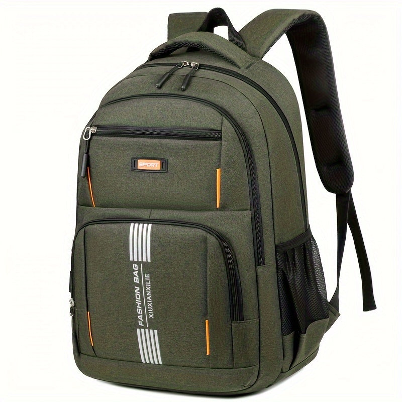 Gray men's daily backpack, designed with large capacity for work, school, and weekend travel.