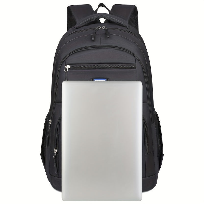 Blue men's large capacity student backpack, suitable for books, laptop, and travel gear.