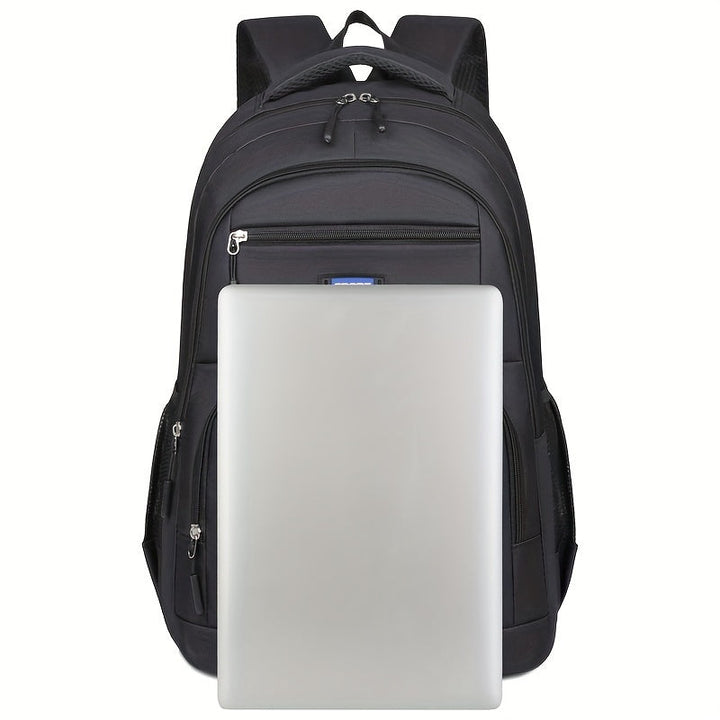 Blue men's large capacity student backpack, suitable for books, laptop, and travel gear.