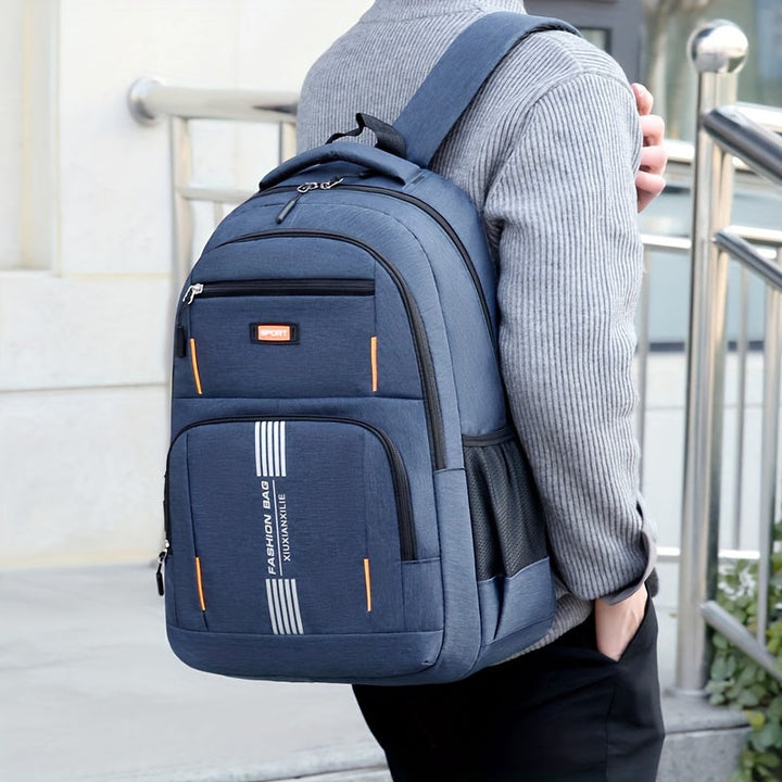 Versatile black men's large capacity bag, functioning as a daily, work, or travel backpack.