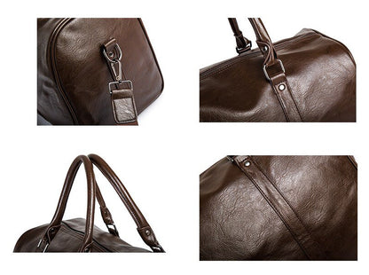 Premium men's leather duffel, a lightweight carry-on travel bag built for durability.
