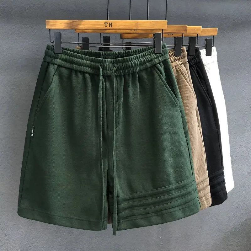 Men's Legacy striped heavyweight comfort shorts in blue/white. Ideal for casual, lounge, or athletic wear.