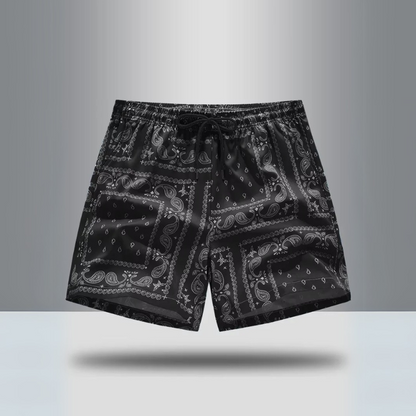 Men's activewear shorts: Legends Retro Paisley Athletic Shorts with an adjustable drawstring.