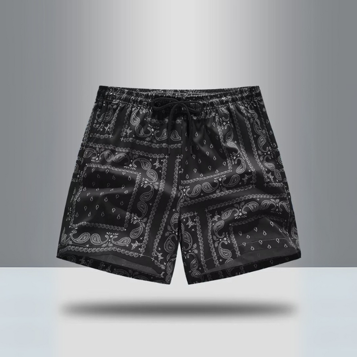 Men's activewear shorts: Legends Retro Paisley Athletic Shorts with an adjustable drawstring.