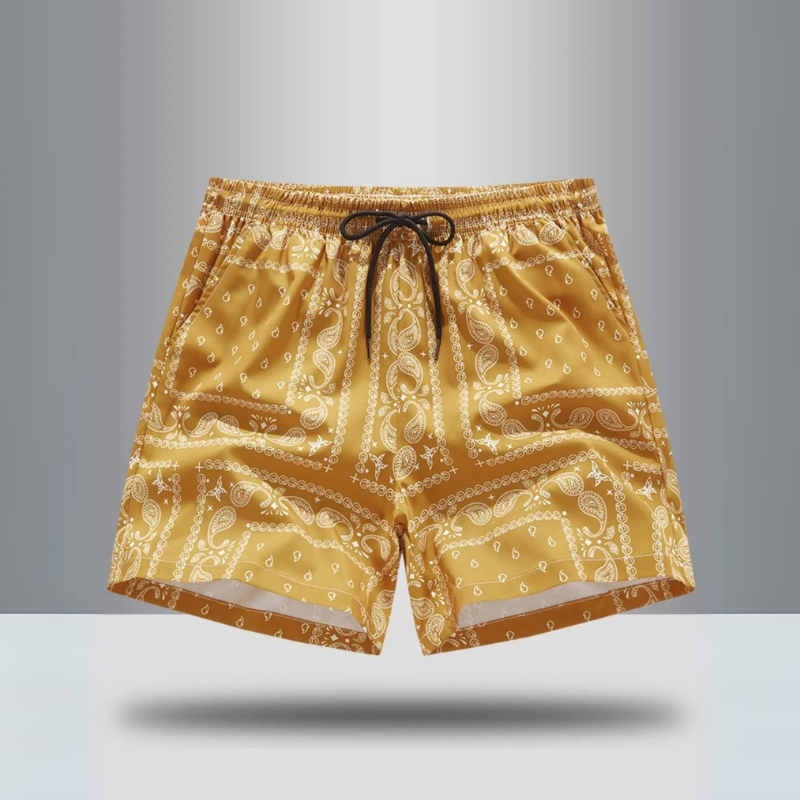 Men's Legends Retro Paisley Athletic Shorts. Stylish activewear with a comfy drawstring for workout and streetwear.