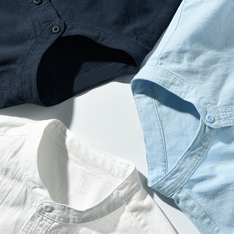Dark blue men's relaxed fit Sardinia Coastal Comfort Shirt, versatile button-down for resort wear.