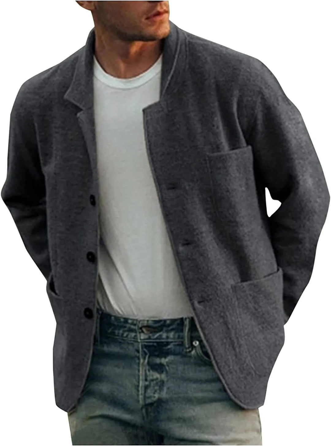 Smart casual men's blazer, lightly structured, comfortable, and durable for all-day wear.