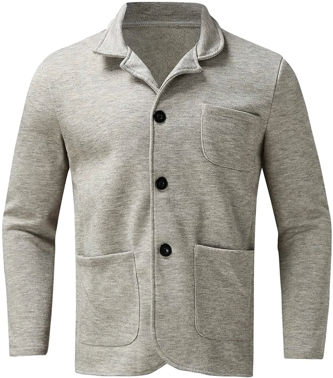 Versatile men's outerwear: a lightly structured blazer in a modern fit, great for business casual.