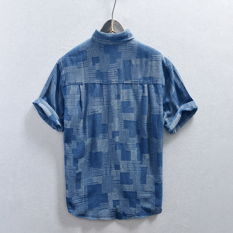 Relaxed fit men's lightweight denim shirt. Effortless blue casual style, great for summer versatility.