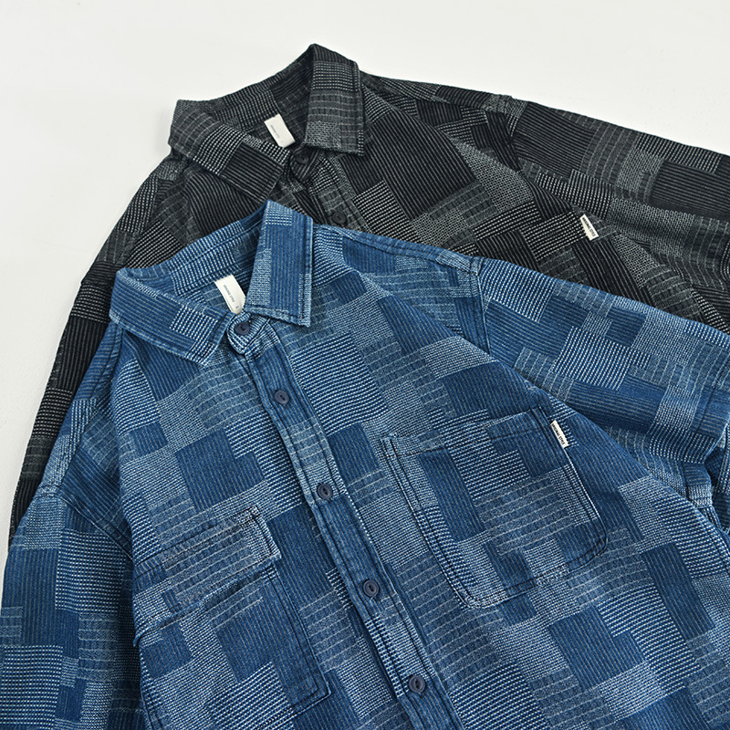 Man wearing a lightweight blue denim shirt with double pockets. Ideal casual summer style, offering comfort & versatility.
