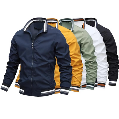Men's lightweight bomber jacket with zipper front for all-season style. Perfect casual outerwear and windbreaker.