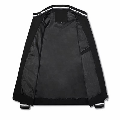 Stylish men's lightweight bomber jacket, featuring a full zipper front & mandarin collar. Ideal for everyday fashion.