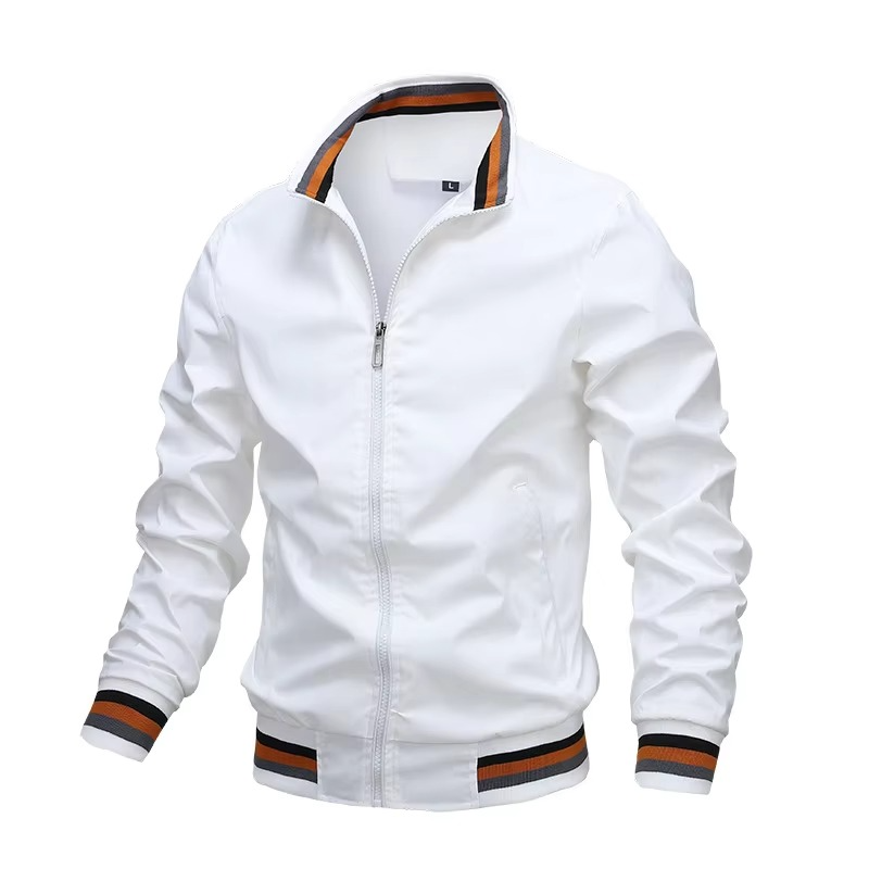 Versatile men's spring & autumn bomber jacket. Lightweight windbreaker design with a practical zipper front.