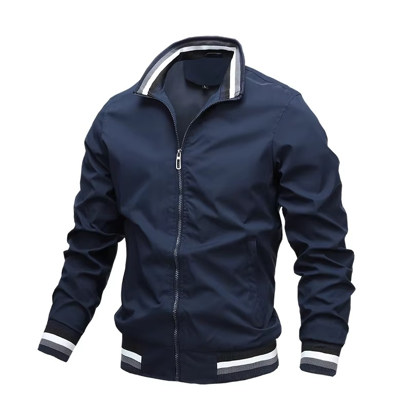 Modern men's fashion: sleek lightweight bomber jacket with zipper, perfect for stylish casual outerwear.
