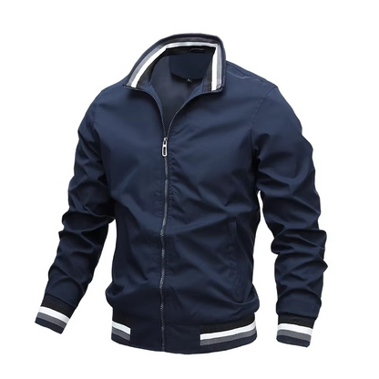 Modern men's fashion: sleek lightweight bomber jacket with zipper, perfect for stylish casual outerwear.
