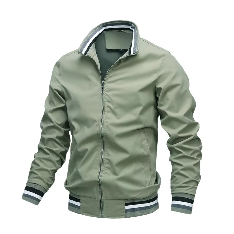 Men's casual lightweight bomber jacket with full zipper. Great for autumn, spring, and versatile everyday fashion.
