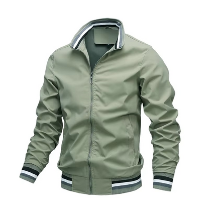 Men's casual lightweight bomber jacket with full zipper. Great for autumn, spring, and versatile everyday fashion.