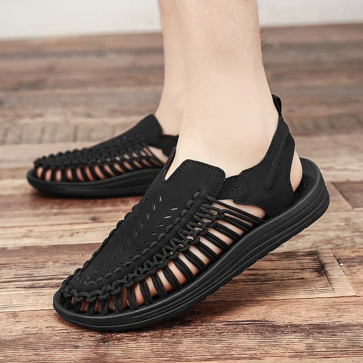 Adjustable braided sandals for men, ensuring a comfortable and secure fit for lightweight outdoor adventures.