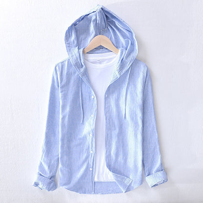 Men's lightweight breathable hoodie, button front, relaxed fit for casual everyday comfort & loungewear.