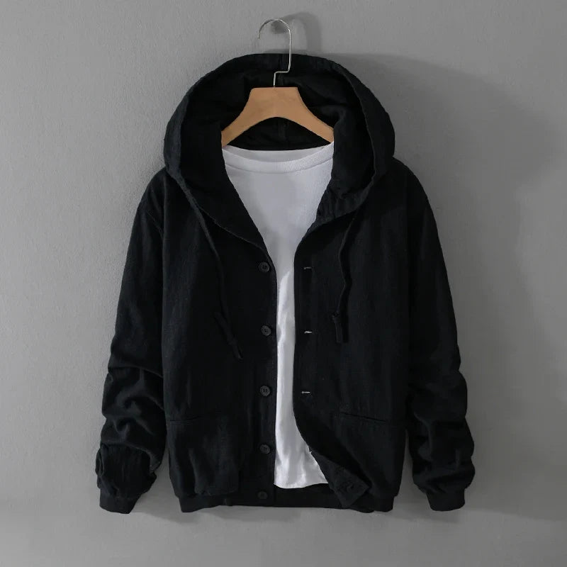 Comfortable men's lightweight hoodie, highly breathable for spring/summer fashion & leisure wear.