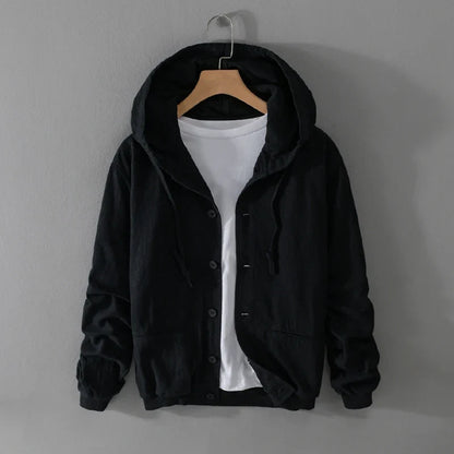 Comfortable men's lightweight hoodie, highly breathable for spring/summer fashion & leisure wear.