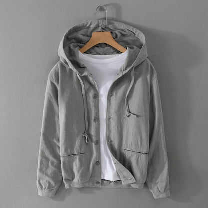 Men's breathable leisure hoodie, perfect for layering, travel, & resort wear in spring/summer.