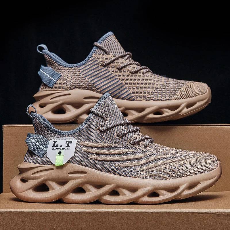 Side view of men's running shoes, perfect for jogging, offering comfort and support.