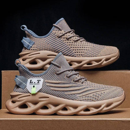 Side view of men's running shoes, perfect for jogging, offering comfort and support.