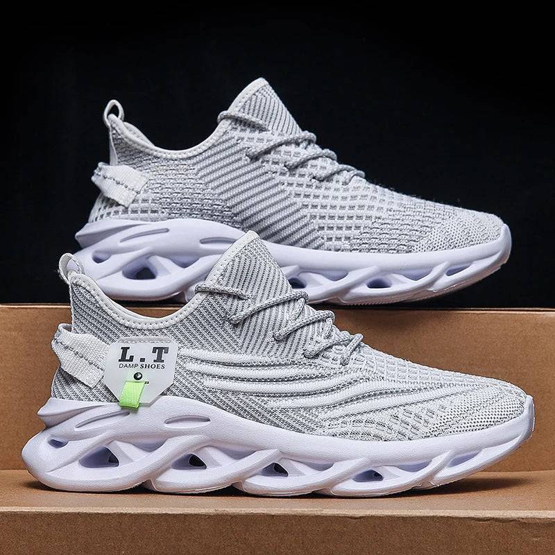 Front view of men's breathable mesh sneakers, ideal for running, casual wear, and outdoor sports.
