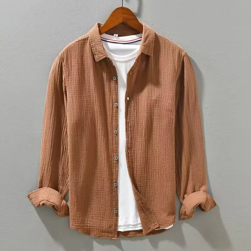 Relaxed fit men's casual button-up shirt, perfect for summer vacation and daily wear.