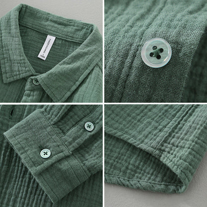 Cool and lightweight men's button-up shirt, a breathable short sleeve for summer days.