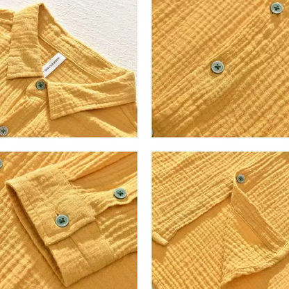 Men's relaxed fit short sleeve button-up shirt, lightweight and breathable for summer style.