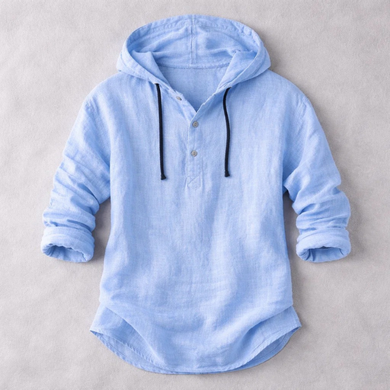 Men's lightweight casual hoodie shirt in a relaxed fit, perfect for spring & summer layering.