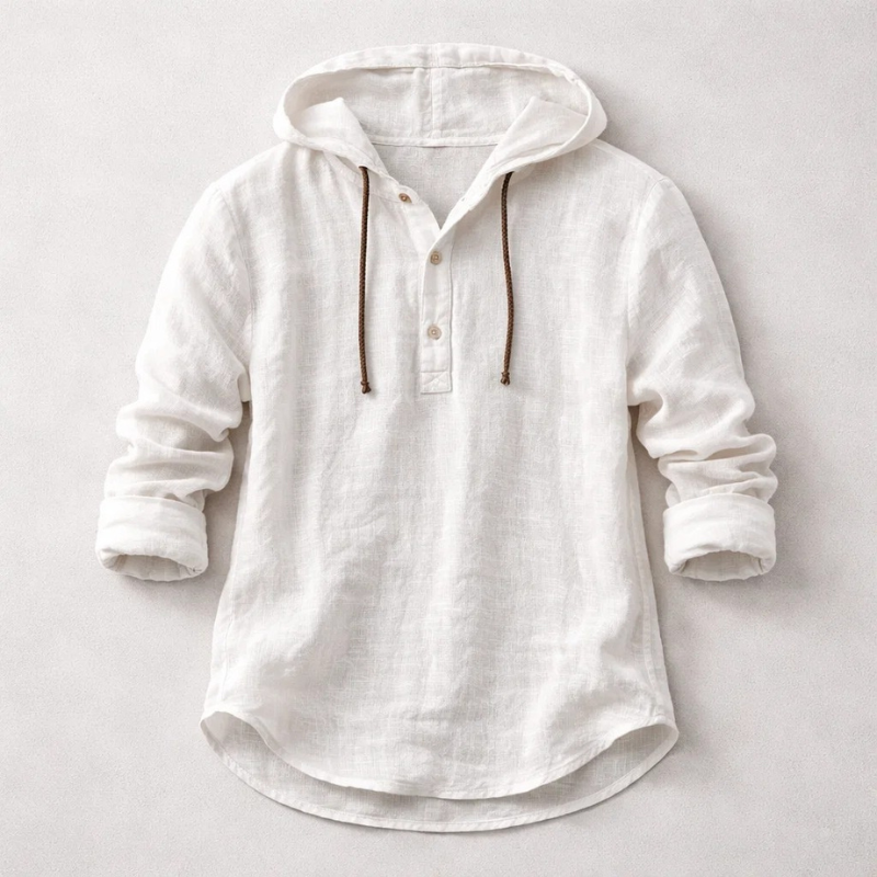 Men's lightweight hooded shirt, casual & comfortable, a long-sleeve tee perfect for spring layering.