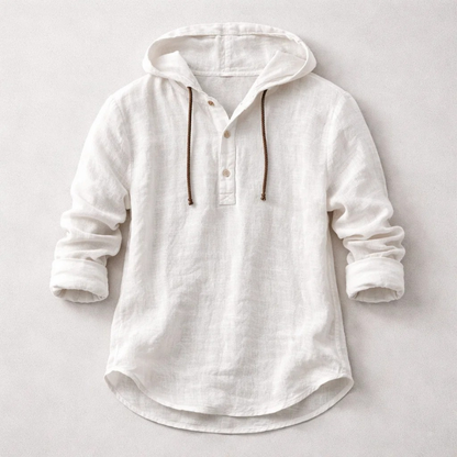 Men's lightweight hooded shirt, casual & comfortable, a long-sleeve tee perfect for spring layering.