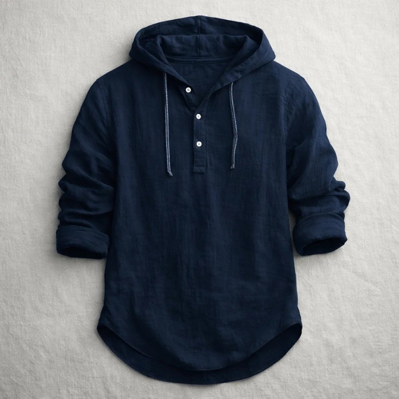 Casual men's long-sleeve hoodie shirt, lightweight fabric for ultimate comfort and relaxed style.