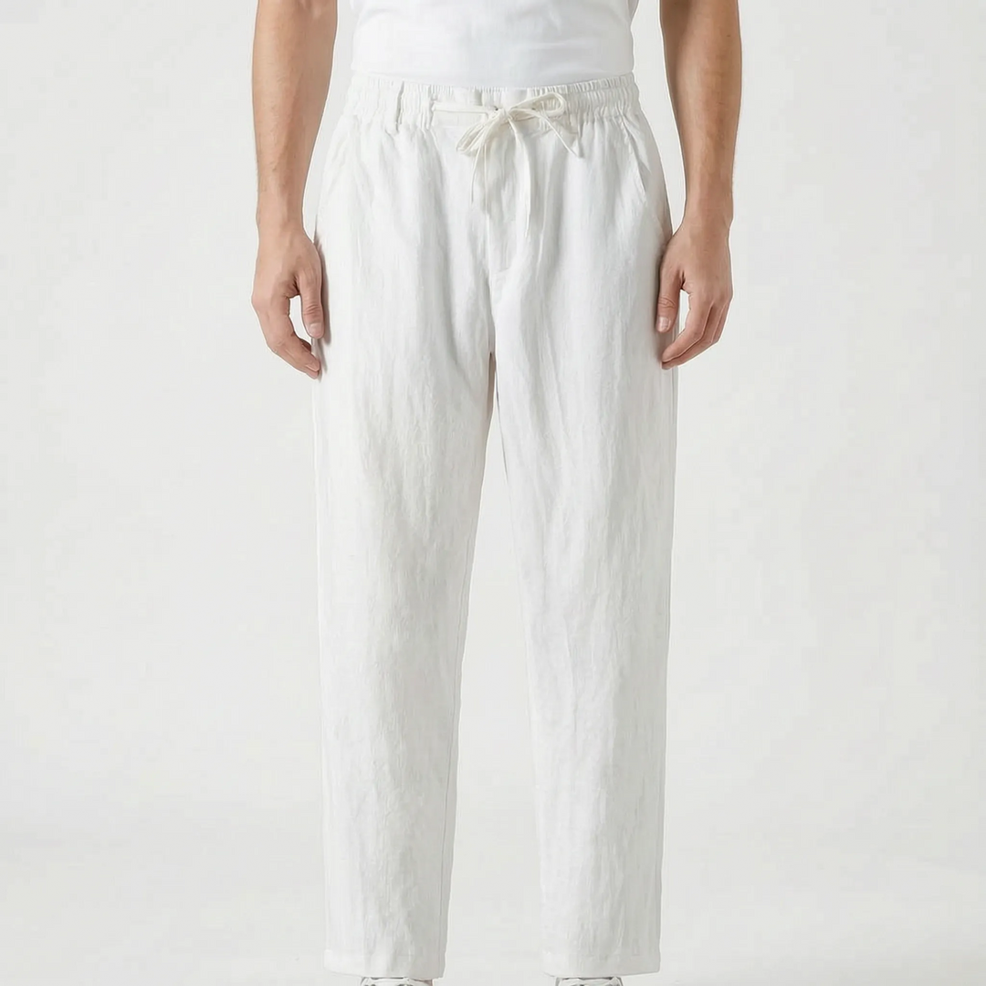 Men's drawstring casual trousers, lightweight & comfortable. Perfect for summer and warm weather wear.