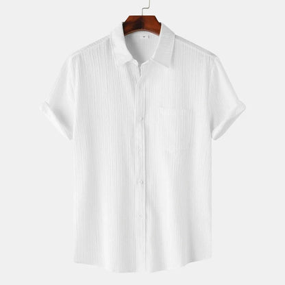 Men's lightweight coastal button-down shirt, designed for supreme comfort & effortless summer style. Resort wear.