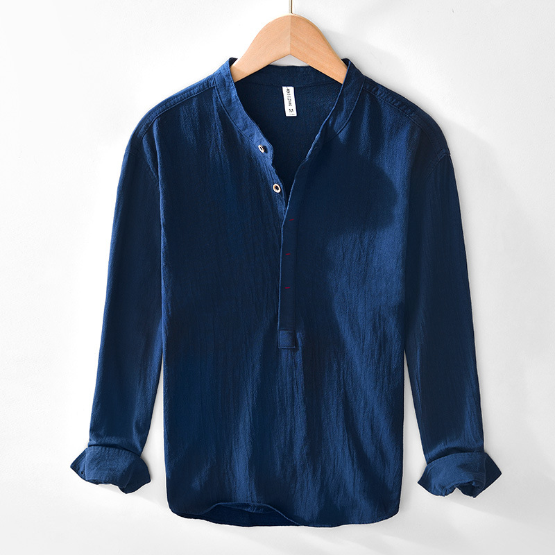Comfortable men's summer popover shirt. Lightweight, breathable long sleeve, great for beach, vacation, casual.