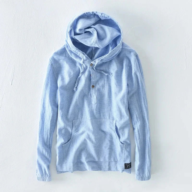 Breathable men's lightweight hoodie, ideal for spring style and cool summer evenings.