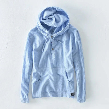 Breathable men's lightweight hoodie, ideal for spring style and cool summer evenings.