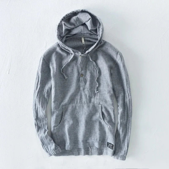 Casual men's lightweight hoodie with a relaxed fit, a versatile layering piece for men's fashion.