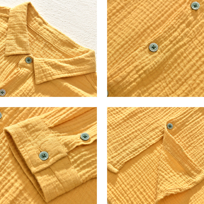 Effortless style with this men's crinkle texture shirt, a versatile long sleeve top in a relaxed fit.