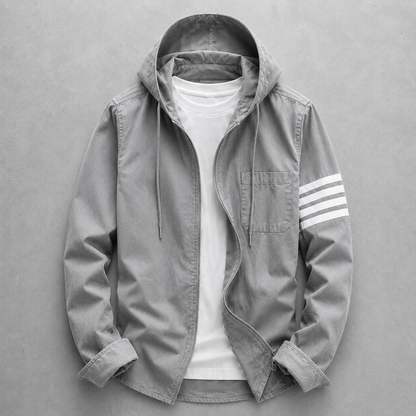 Versatile men's hooded jacket, ideal for everyday wear; lightweight & modern style.