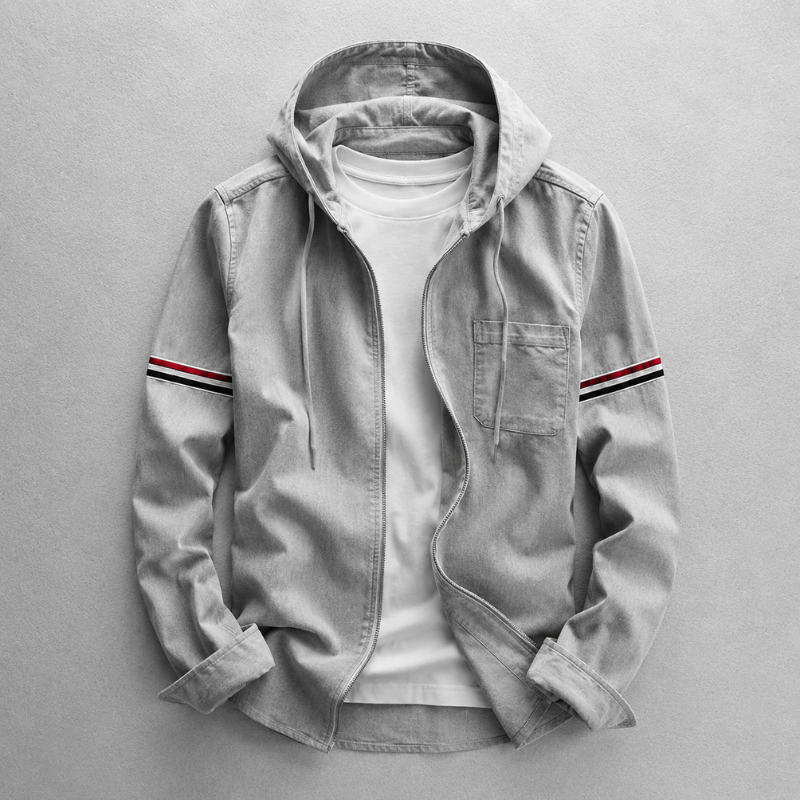 Versatile men's hooded jacket, lightweight & comfortable. Ideal for casual outdoor activities. Men's fashion.