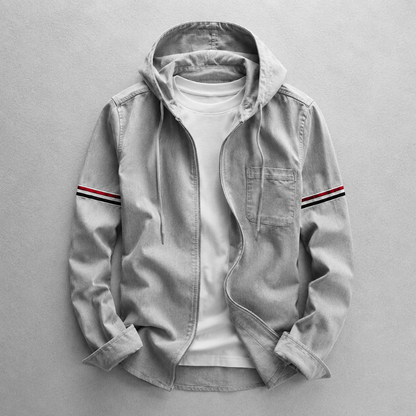 Versatile men's hooded jacket, lightweight & comfortable. Ideal for casual outdoor activities. Men's fashion.