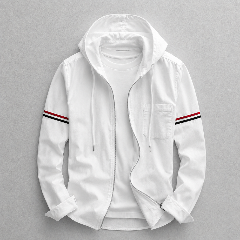 Men's casual hooded jacket, versatile & lightweight. Essential outerwear for daily comfort & style. Men's fashion.