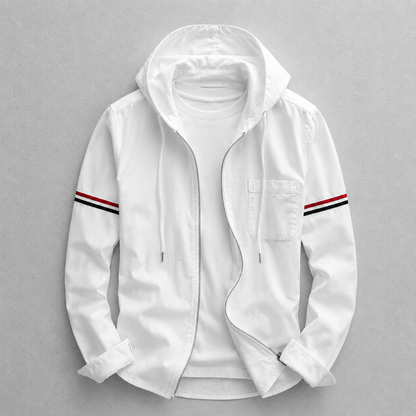 Men's casual hooded jacket, versatile & lightweight. Essential outerwear for daily comfort & style. Men's fashion.